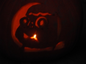 Last year's jack-o-lantern, because there is no image of this year's jack-o-lantern yet.